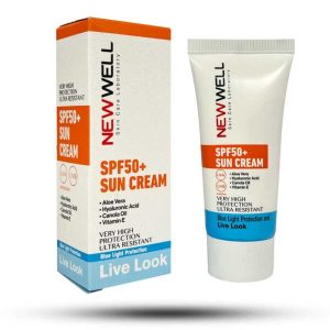 کرم ضد آفتاب بی رنگ SPF+50 نیوول NEWWELL مناسب انواع پوست 50 میل