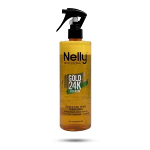 اسپری دو فاز کراتین گلد نلی Keratin Gold24 K ترمیم کننده مو حجم 400 میل