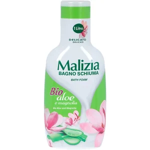 فوم شست و شو بدن مالیزیا حاوی رایحه آلوئه ورا و مگنولیا Malizia Bio Aloe Bath Foam حجم 1 لیتر