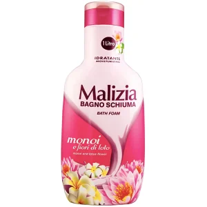 فوم شست و شو بدن مالیزیا حاوی رایحه مونوئی و گل‌های لوتوس Malizia Monoi Bath Foam حجم 1 لیتر