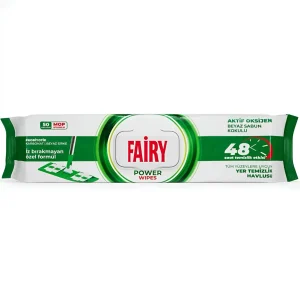 دستمال مرطوب مخصوص تی فیری Fairy مدل Power Wipes با رایحه پودری بسته 50 عددی
