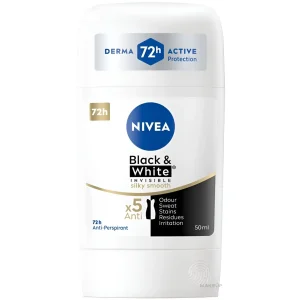 مام استیک ضدتعریق زنانه سیاه و سفید اینویزیبل نیوآ Nivea Black & White Invisible Silky Smooth حجم 50 میل